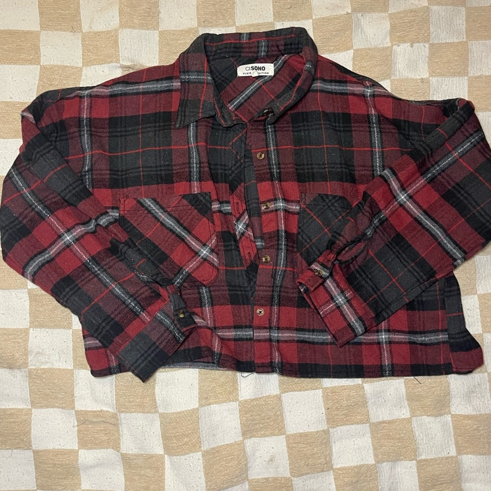 Red and Black Plaid Flannel Shirt